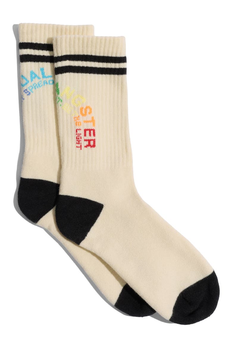 Rainbow Crew Socks, Main, color, VINTAGE WHITE