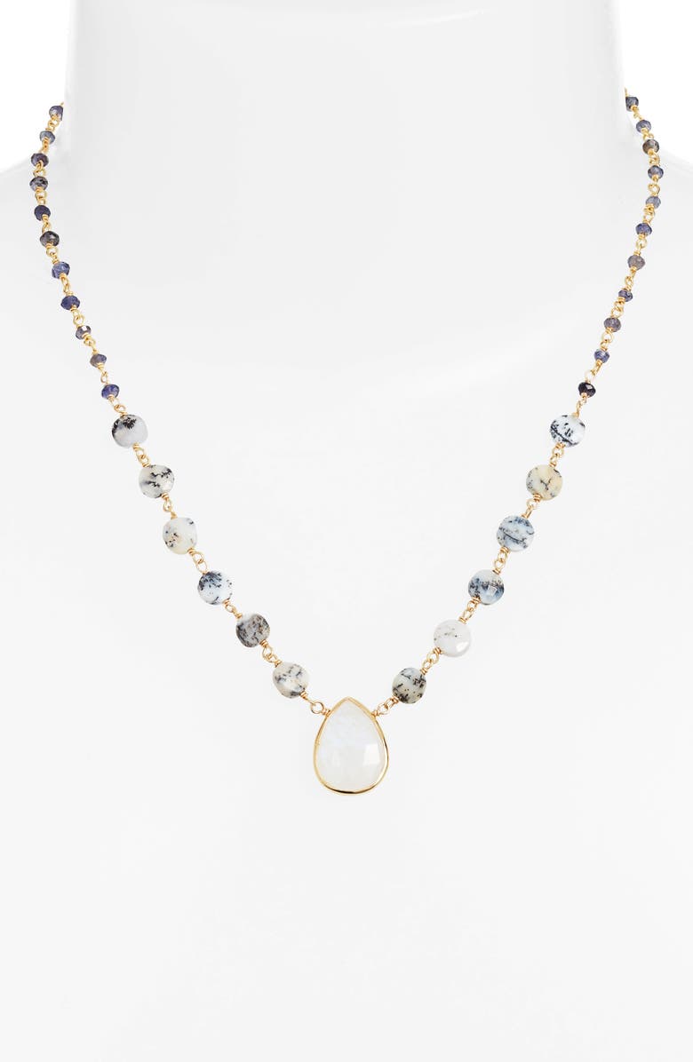 ela rae Semiprecious Stone Pendant Necklace, Alternate, color, 