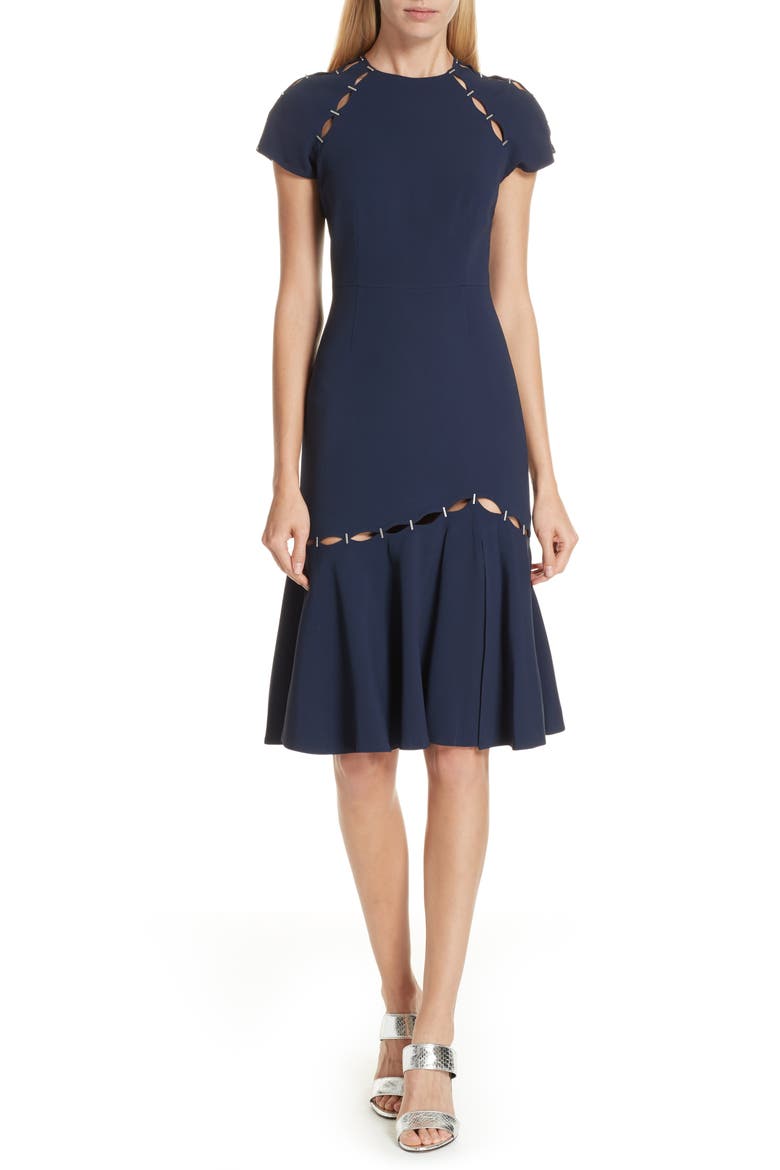 Jonathan Simkhai Stapled Crepe T-Shirt Dress, Main, color, MIDNIGHT