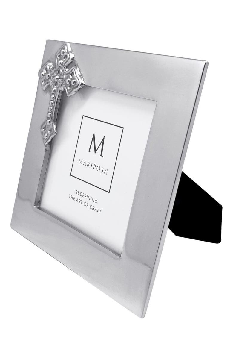 Mariposa Cross 4 x 4-Inch Picture Frame, Alternate, color, Silver