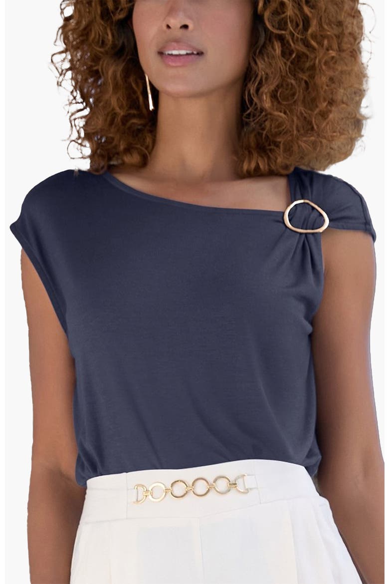 Asymmetrical Ring Detail Top, Main, color, Navy
