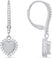 Queen Jewels Sterling Silver Cubic Zirconia Halo Birthstone Heart Drop Earrings