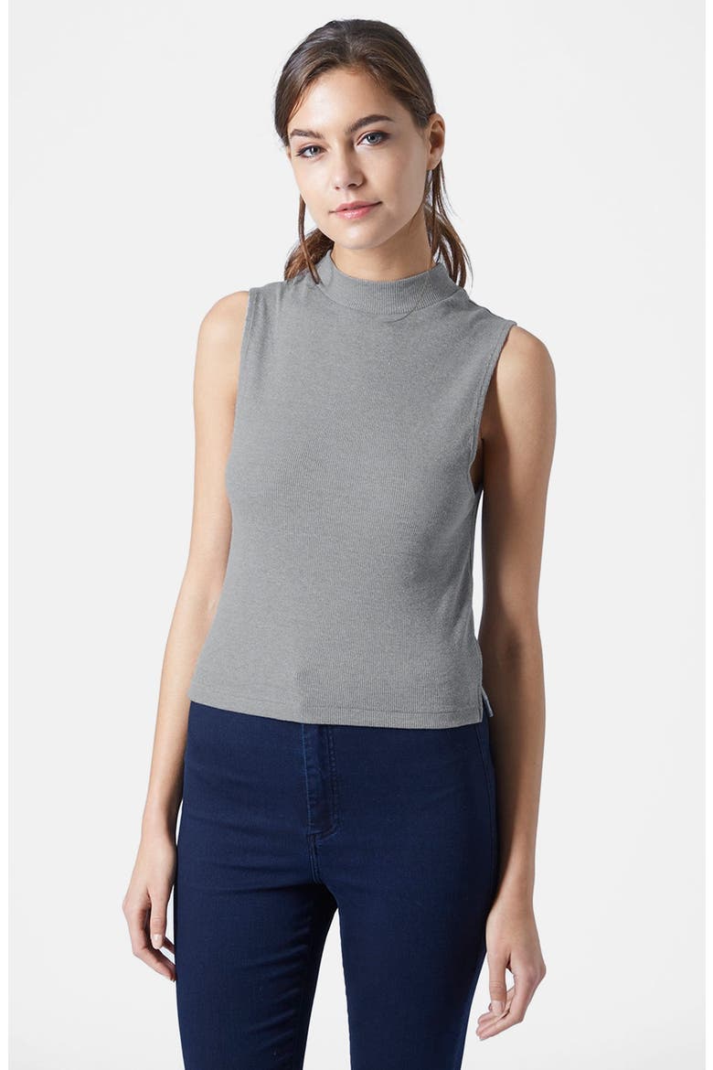 Sleeveless Funnel Top, Main, color, GREY