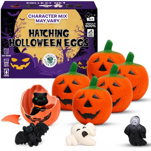 Halloween Hatching Pumpkin Toys, 6 Pack Pre-Filled Surprise Growing Basket Stuffers for Kids and Toddlers, Holiday Gift Set