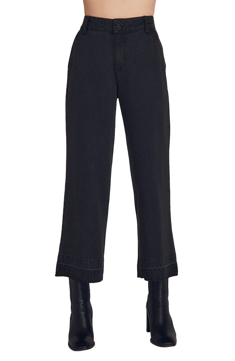 Bella Dahl Saige Release Hem High Waist Crop Wide Leg Pants, Main, color, Dark Graphite Wash