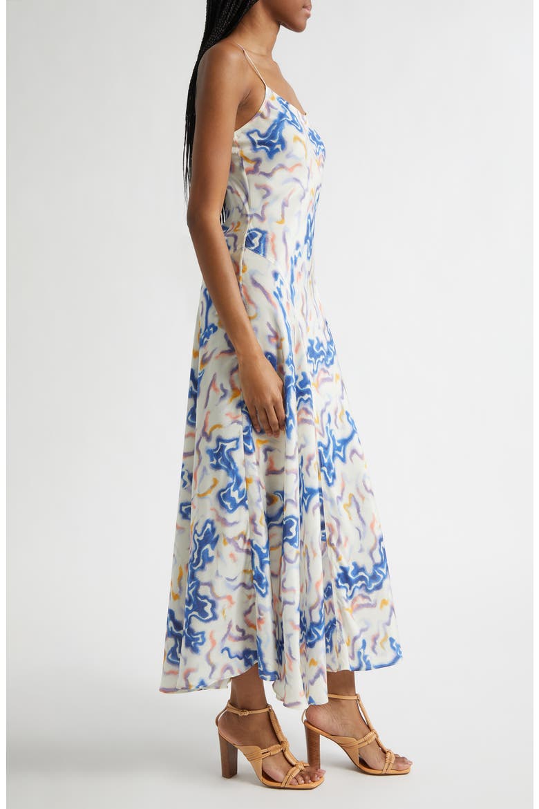 Thais Ikat Wave Print Silk Crêpe de Chine Slipdress, Alternate, color, PRISM