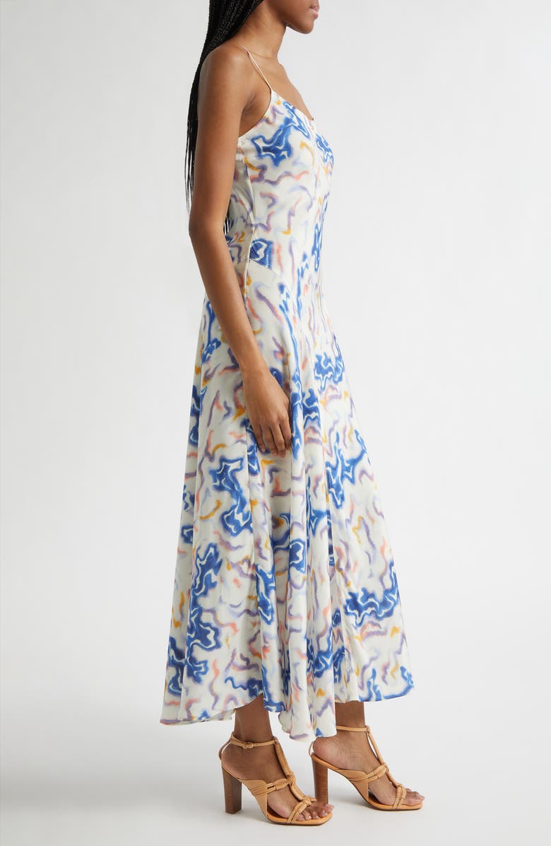 Ulla Johnson Thais Ikat Wave Print Silk Crêpe de Chine Slipdress, Alternate, color, Prism