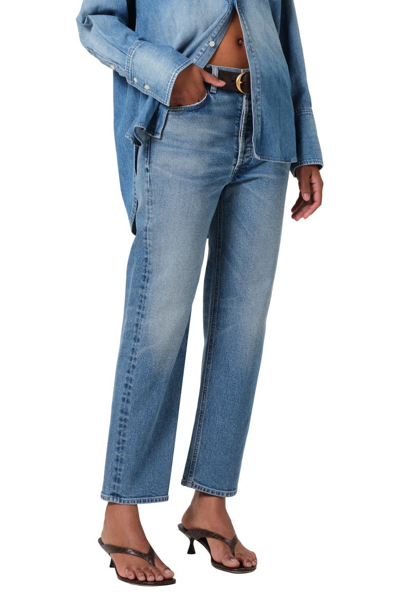 Delfina High Waist Ankle Straight Leg Jeans, Main, color, ELSINORE