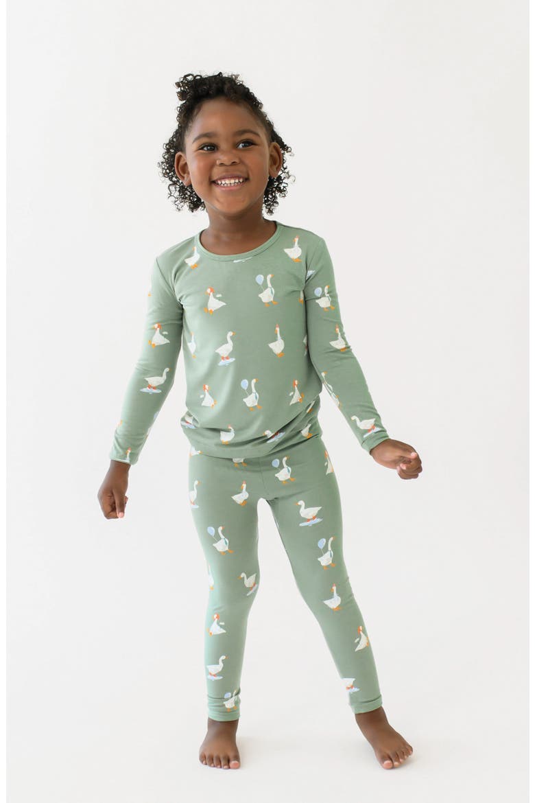 Kids' Print Fitted Two-Piece Pajamas, Alternate, color, SILLY GOOSE