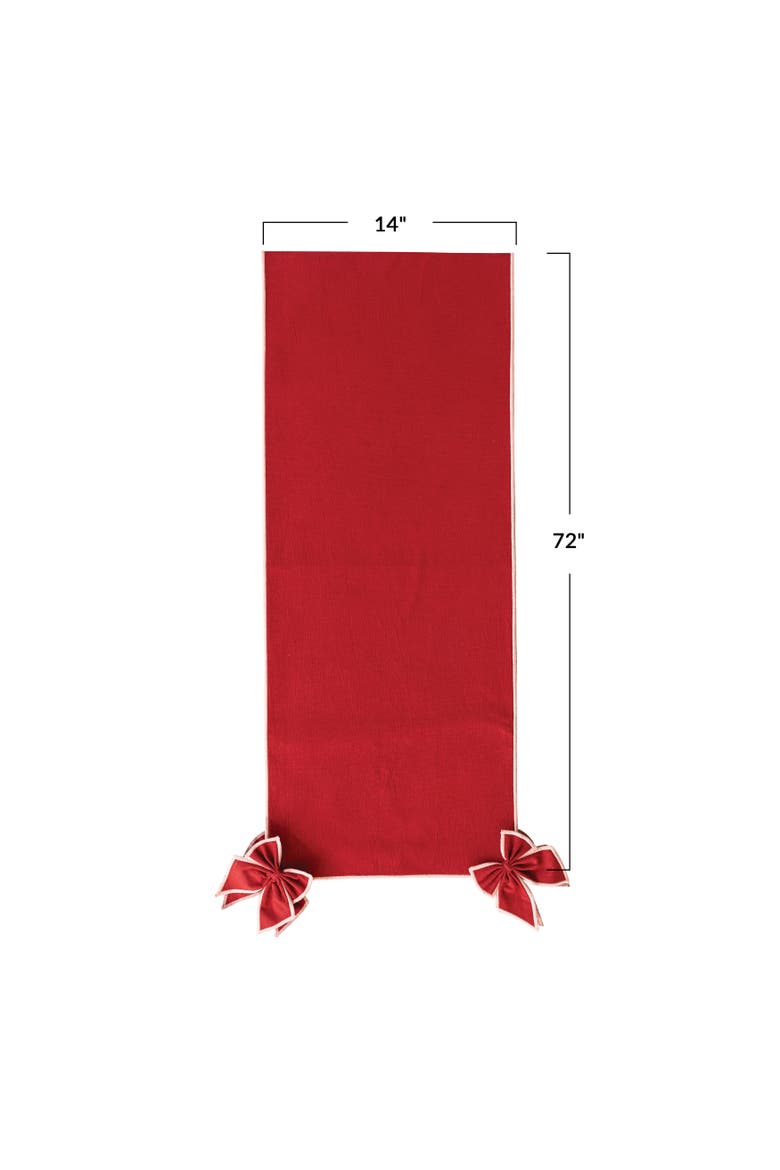 Cotton Linen Table Runner with Detachable Bows, Alternate, color, Red