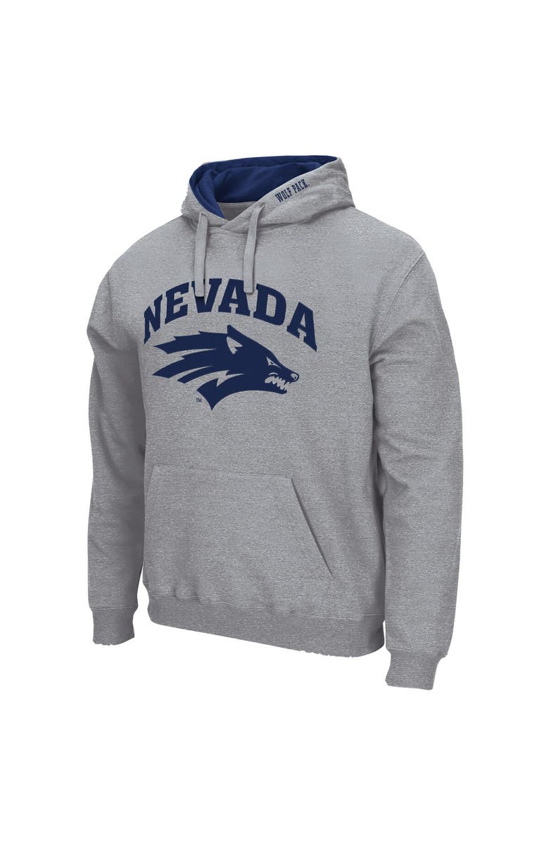 COLOSSEUM Men's Colosseum Heathered Gray Nevada Wolf Pack Arch and Logo Pullover Hoodie, Alternate, color, Heather Gray