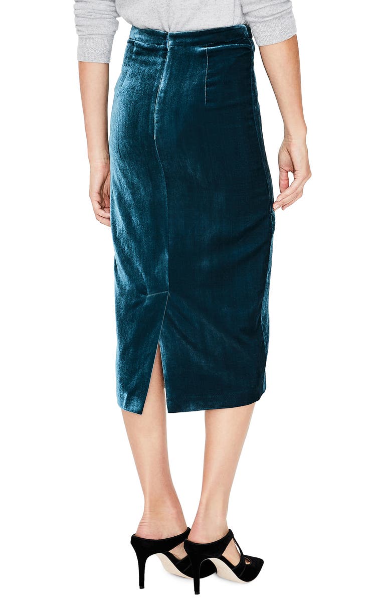 Boden Lorna Velvet Pencil Skirt, Alternate, color, Drummer Blue