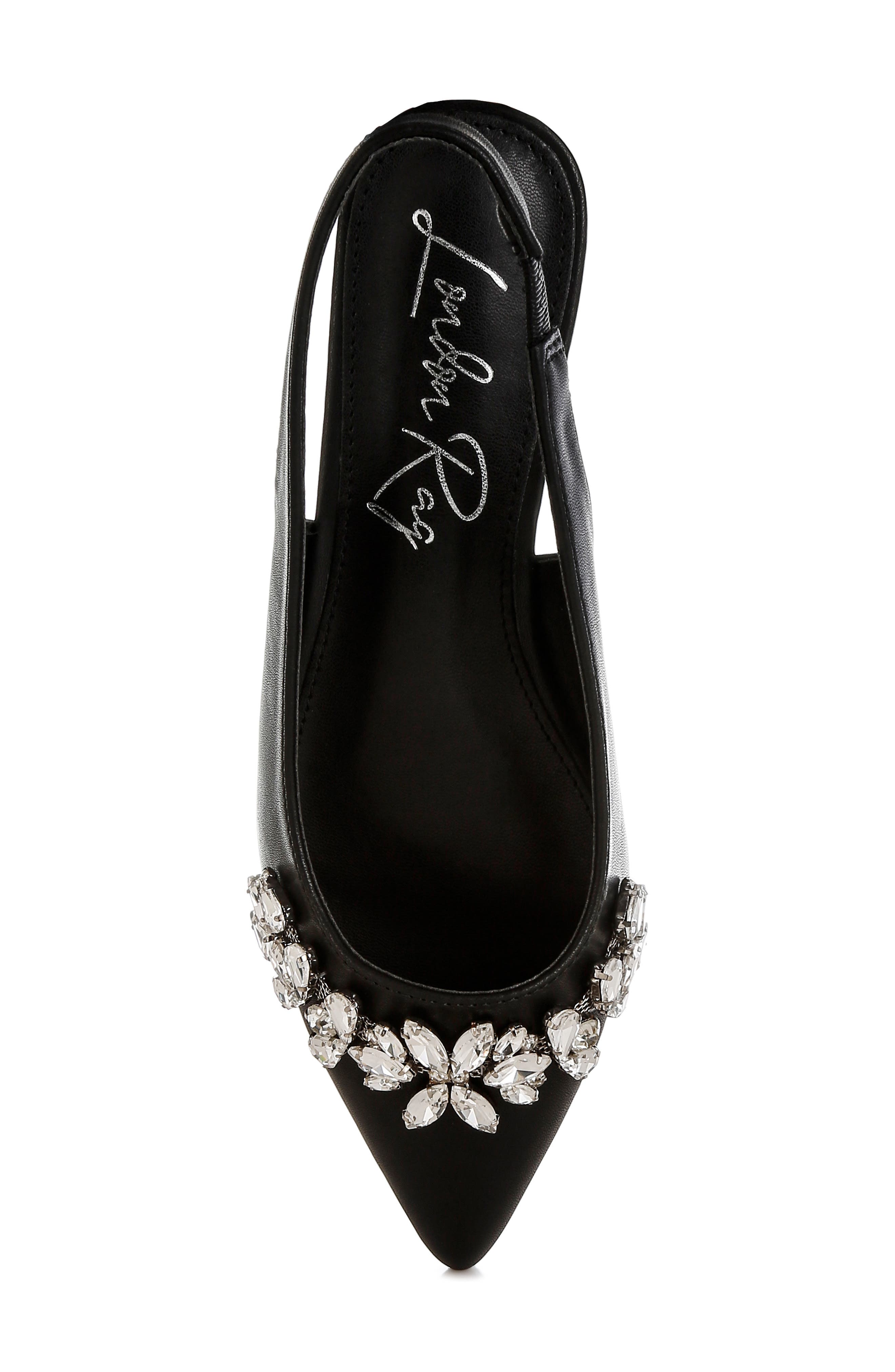 LONDON RAG Adhara Rhinestone Embellished Slingback Flat, Alternate, color, Black