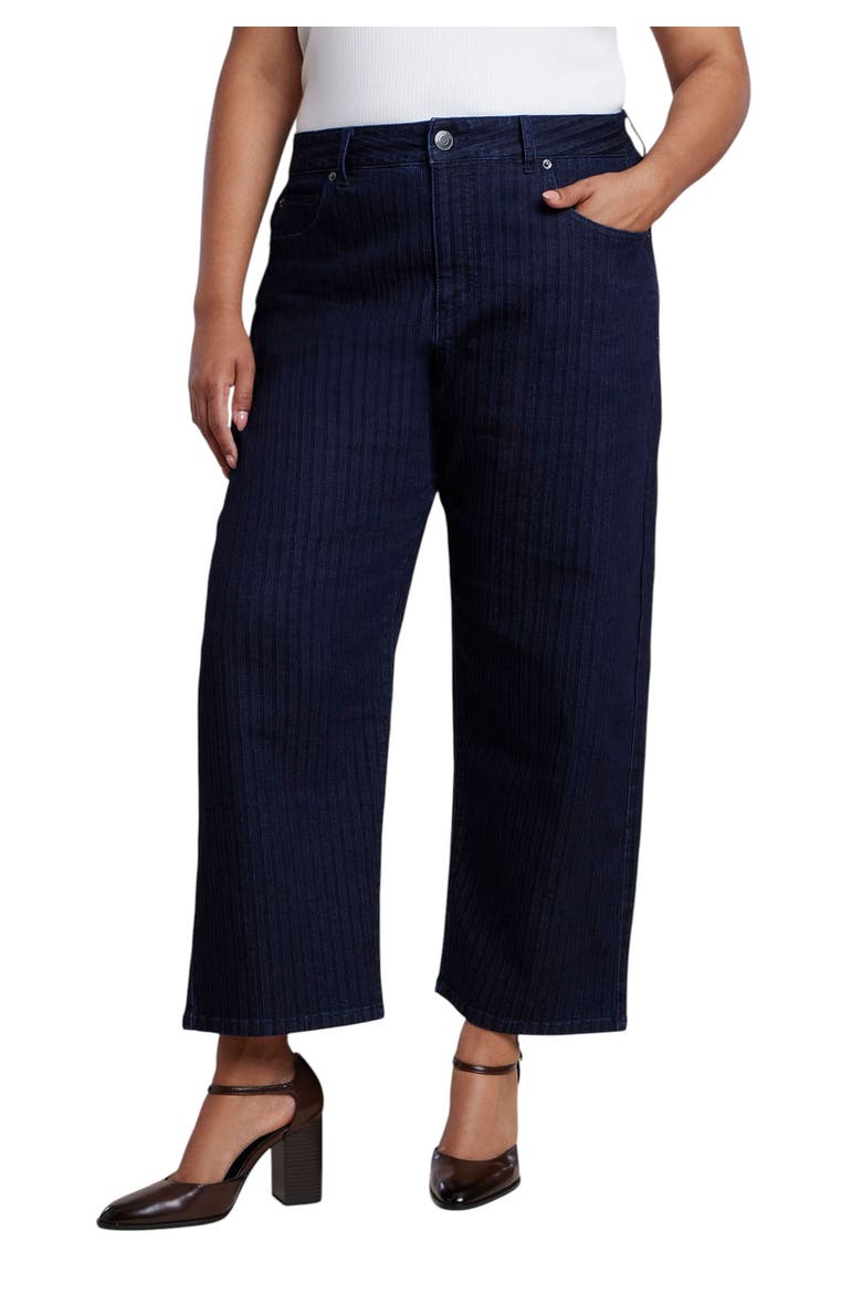 Striped Straight Leg Ankle Jean, Main, color, DARK WASH PINSTRIPE