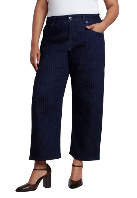 Striped Straight Leg Ankle Jean