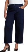 ELOQUII Striped Straight Leg Ankle Jean