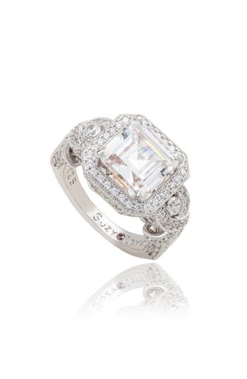 Suzy Levian Pavé Cubic Zirconia Engagement Ring