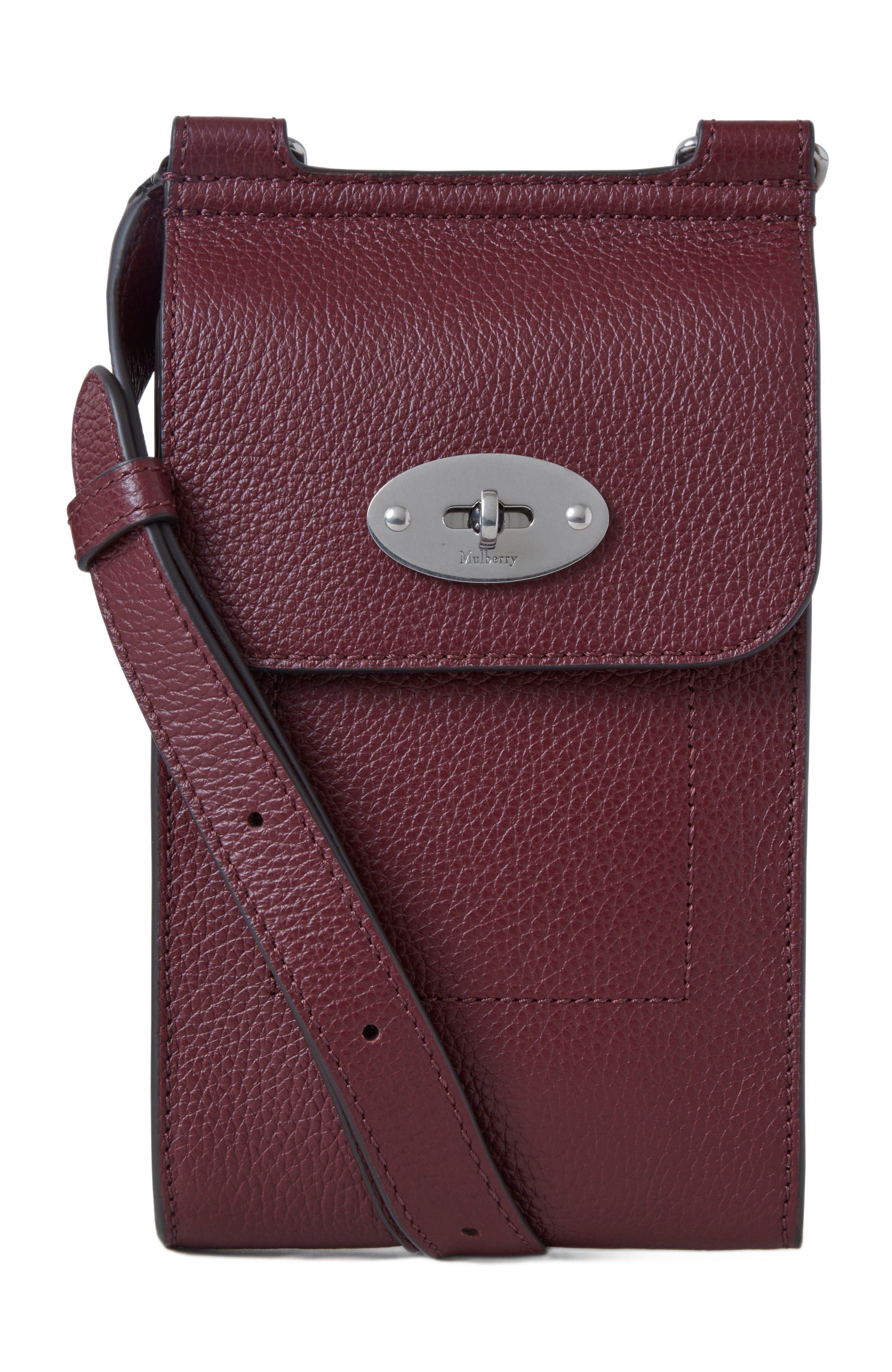 Mulberry Mini Antony Pouch Small Classic Grain, Main, color, Black Cherry