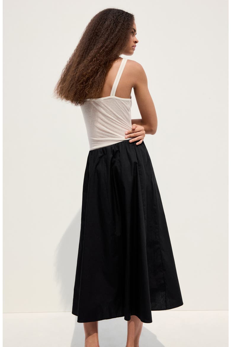 Flared Cotton Midi Skirt, Alternate, color, BLACK