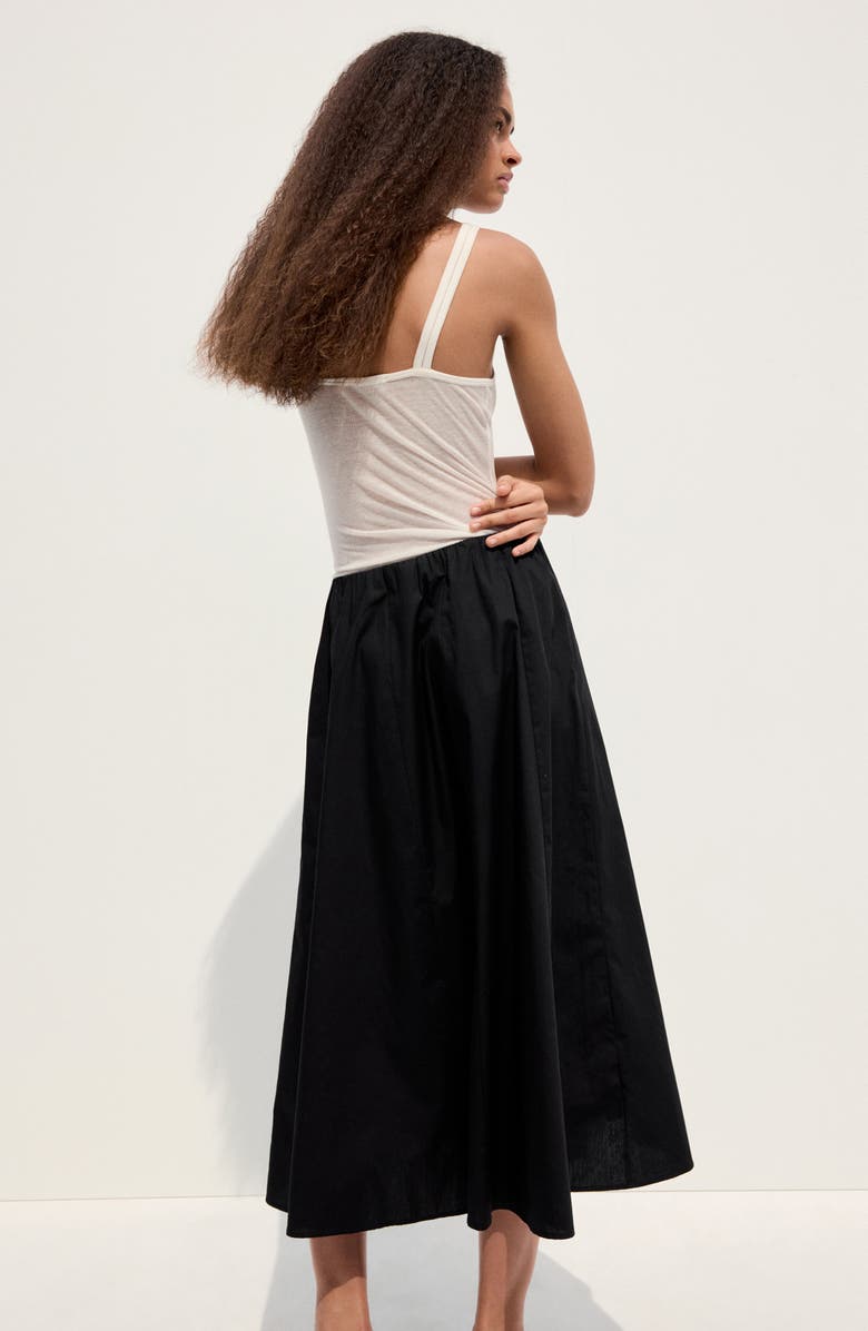 MANGO Flared Cotton Midi Skirt, Alternate, color, Black
