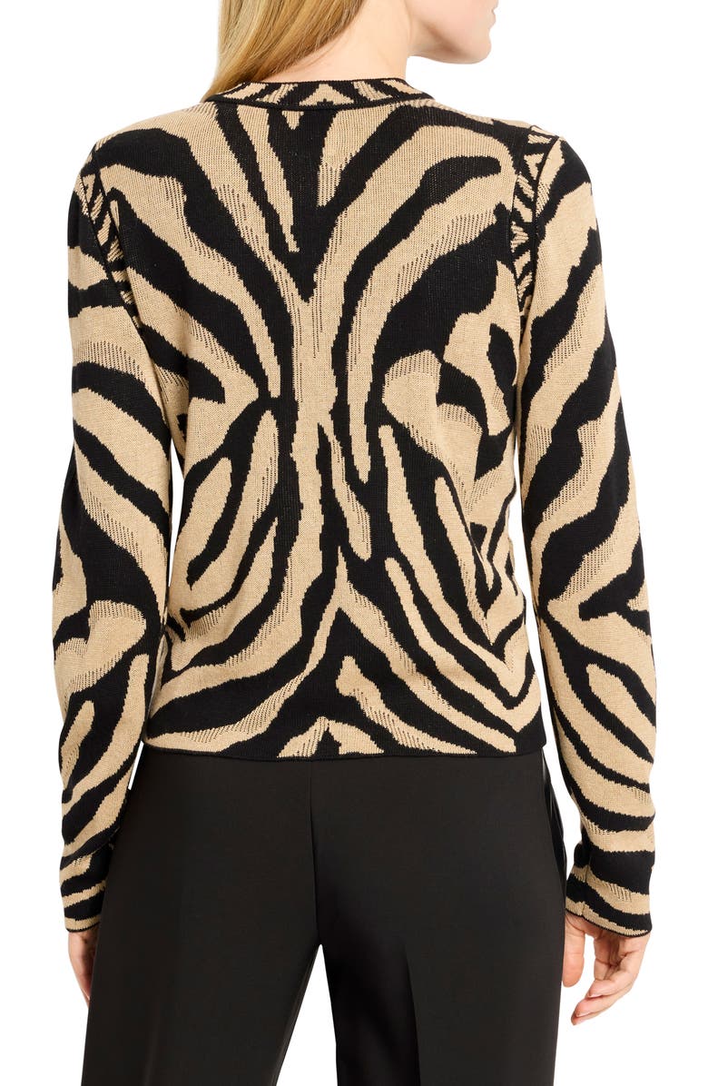 NIC+ZOE Animal Print Jacquard Cardigan, Alternate, color, Neutral Multi