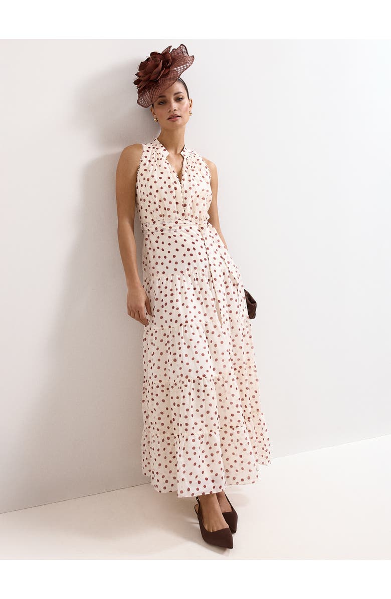 Phase Eight Nita Polka Dot Maxi Dress, Main, color, Cream