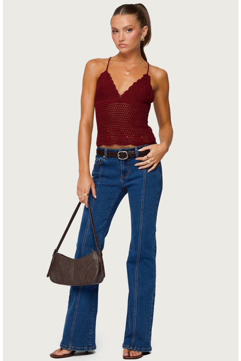 Starrie Seamed Low Rise Flare Jeans, Alternate, color, BLUE