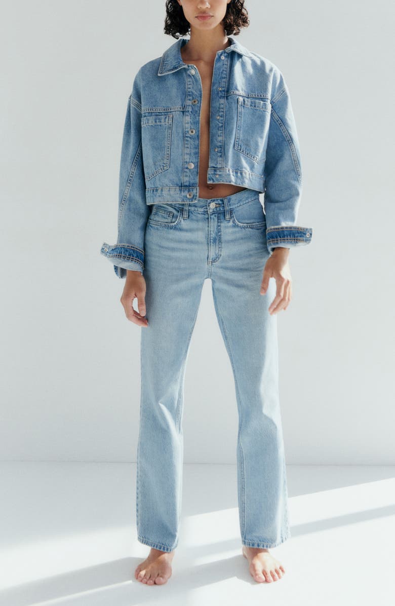 MANGO Crop Denim Jacket, Alternate, color,