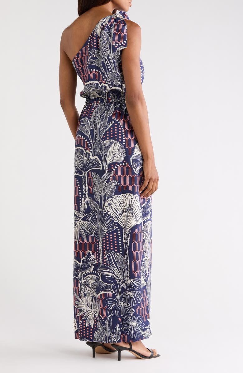 Tori Richard Urban Oasis Phillipa One-Shoulder Dress, Alternate, color, Navy