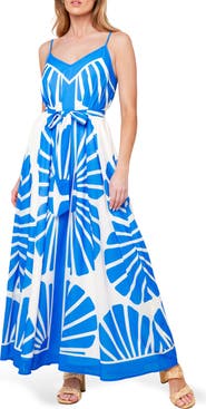 FLYING TOMATO Print Tie Waist Maxi Dress