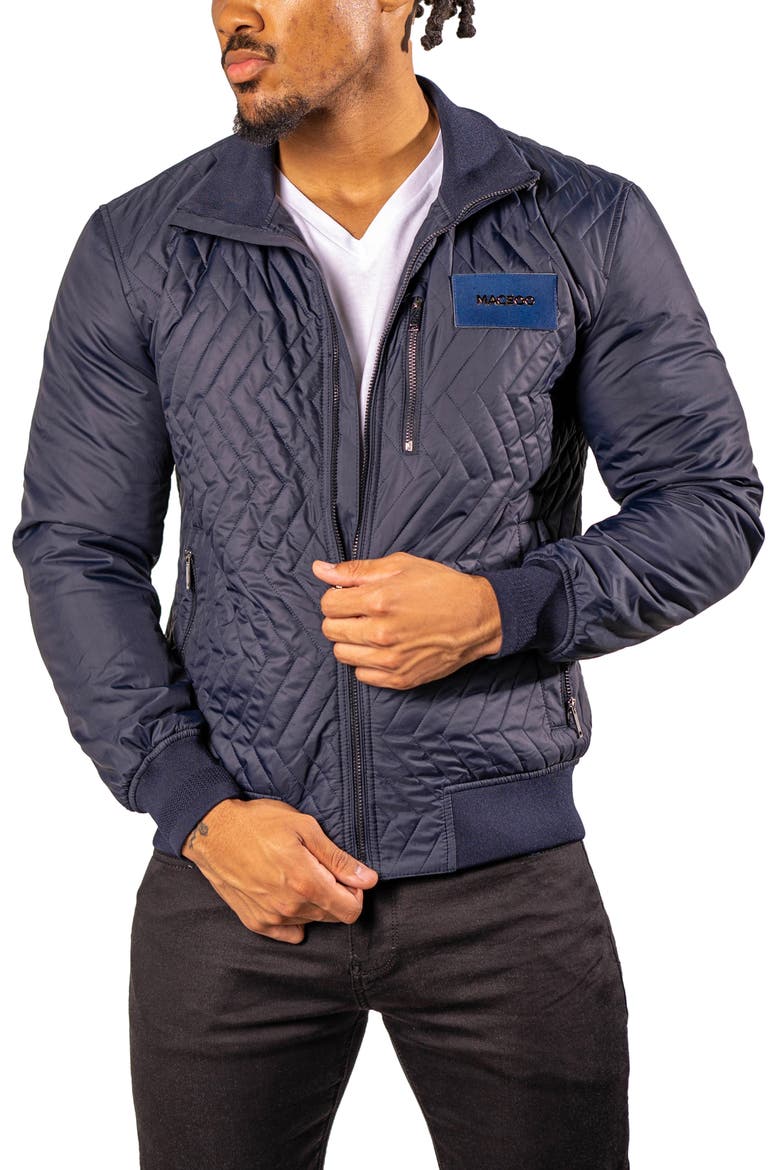Puffycomb Quilted Bomber Jacket, Alternate, color, BLUE