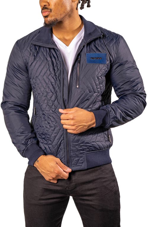 Maceoo Puffycomb Quilted Bomber Jacket In Blue