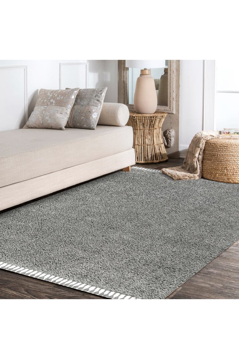 Mercer Shag Plush Tassel Area Rug, Alternate, color, Charcoal