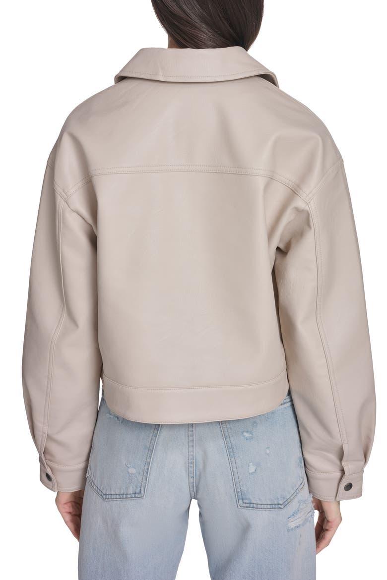 Boxy Faux Leather Bomber Jacket, Alternate, color, CHATEAU GREY