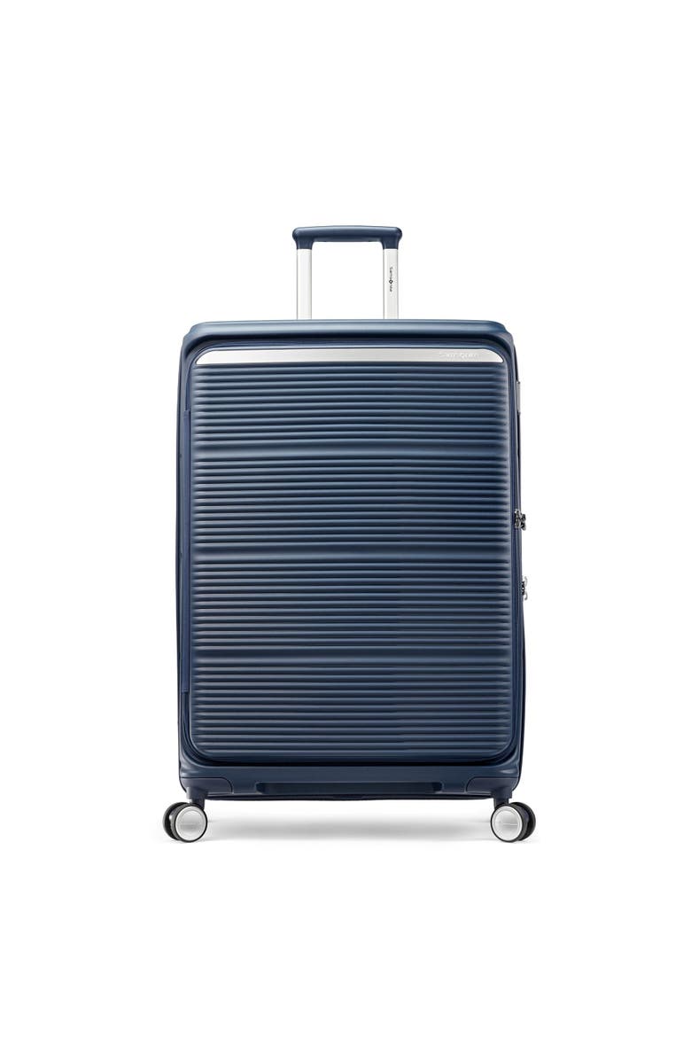 Paralux Expandable 28" Large Checked Spinner Luggage, Main, color, Midnight Navy