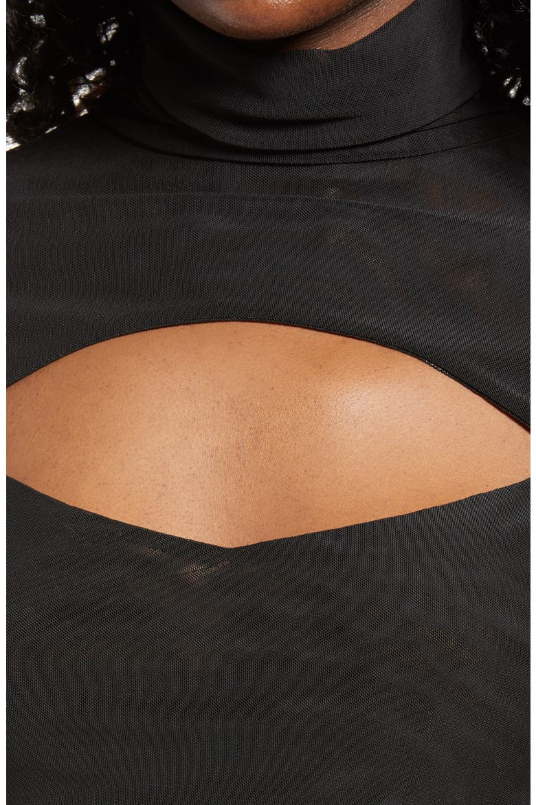 Dawn Cutout Turtleneck Knit Top, Alternate, color, NOIR