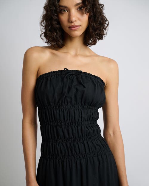 Onia Air Linen Smocked Maxi Dress In Black