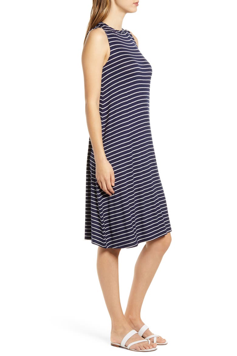Tie Back Tank Dress, Alternate, color, NAVY/ IVORY