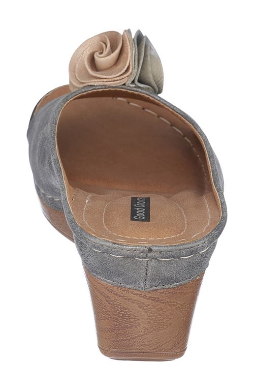 Good Choice New York Sydney Floral Platform Wedge Sandal In Pewter