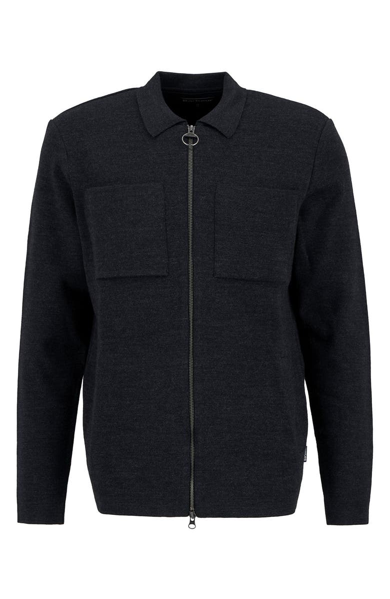 Barbour Croscombe Cotton & Merino Wool Blend Zip Cardigan, Alternate, color, Charcoal Marl