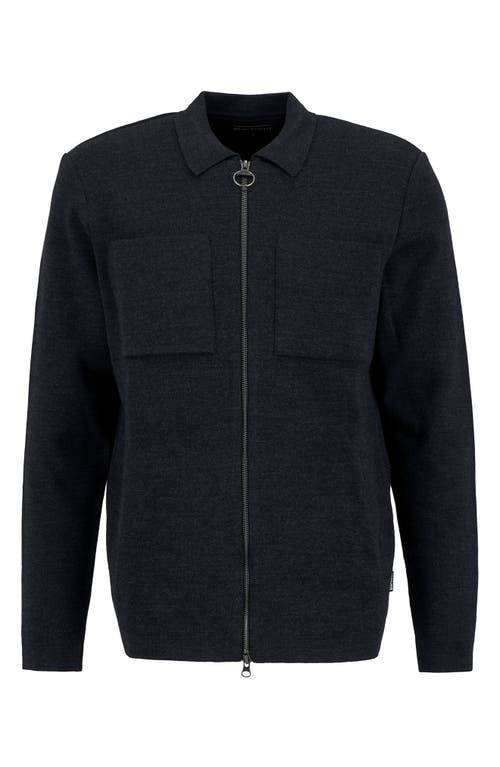 Barbour Croscombe Cotton & Merino Wool Blend Zip Cardigan In Black