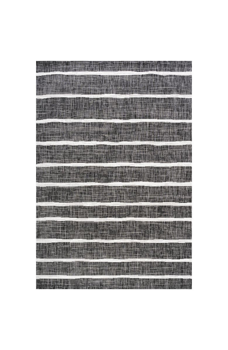 JONATHAN Y Colonia Berber Stripe Indoor/Outdoor Area Rug, Main, color, Black/Ivory