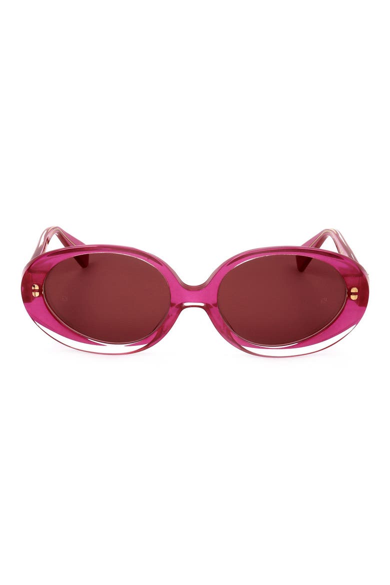 56mm Round Sunglasses, Main, color, RED