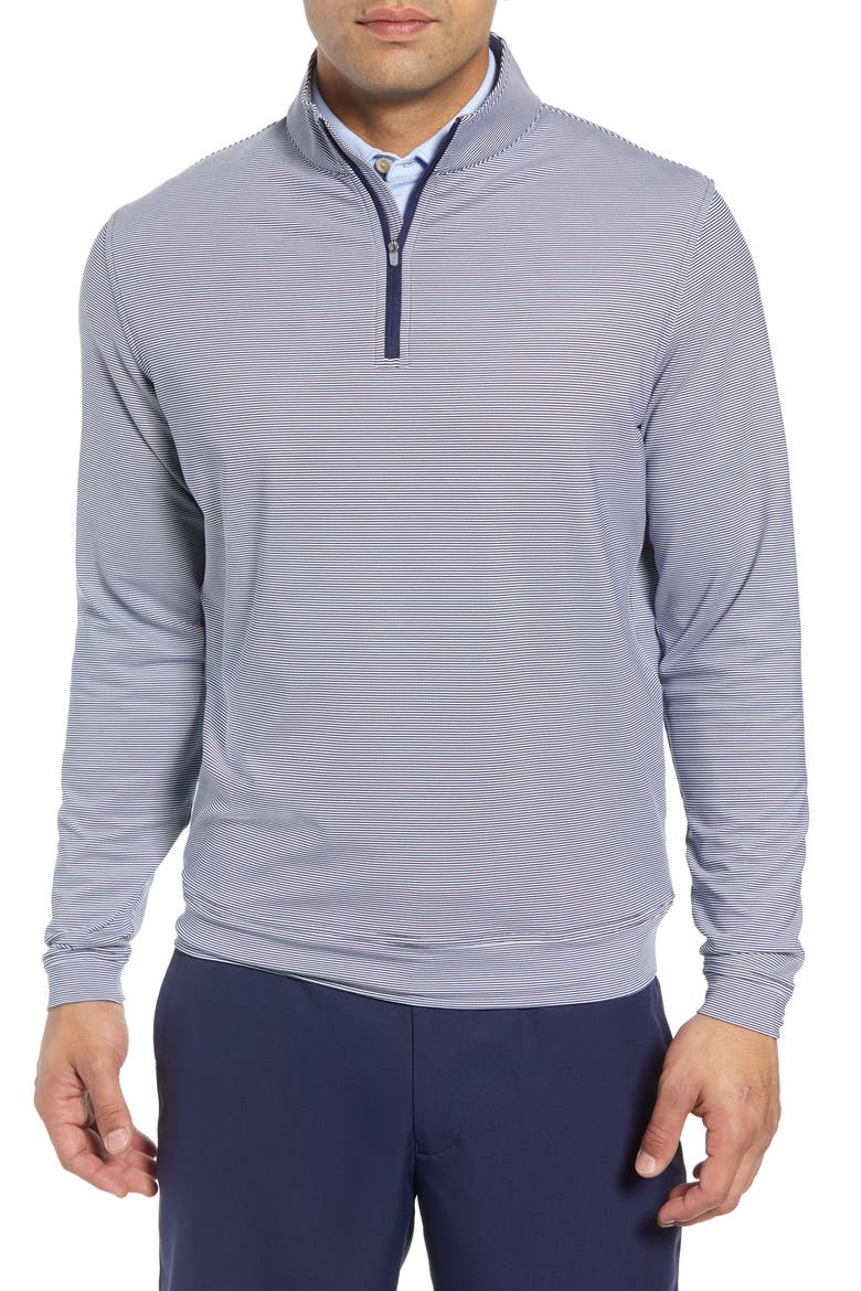 Perth Stripe Quarter Zip Performance Pullover, Main, color, NAVY/WHITE