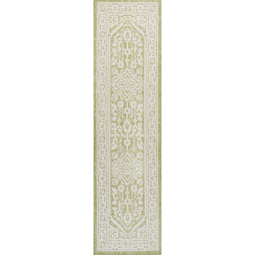 Jonathan Y Sinjuri Medallion Textured Weave Indoor/outdoor Area Rug In Green/cream