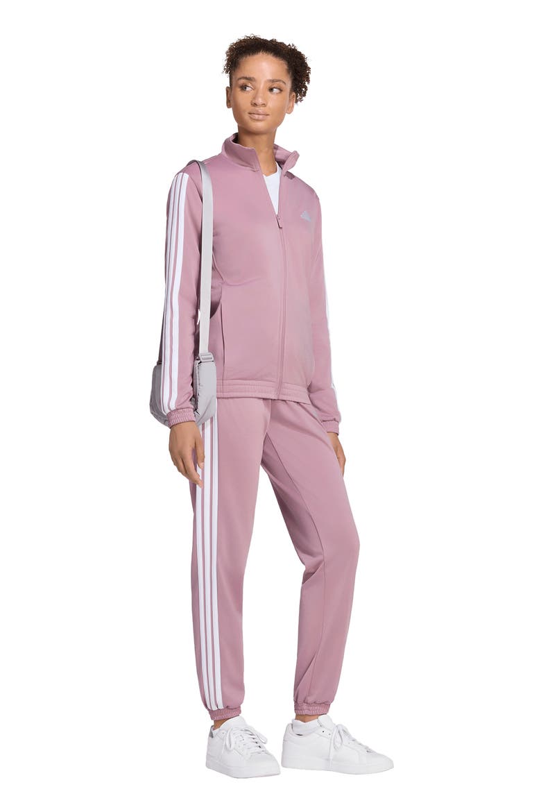 Essentials 3-Stripes Tricot Joggers, Alternate, color, MAGIC MAUVE/ WHITE
