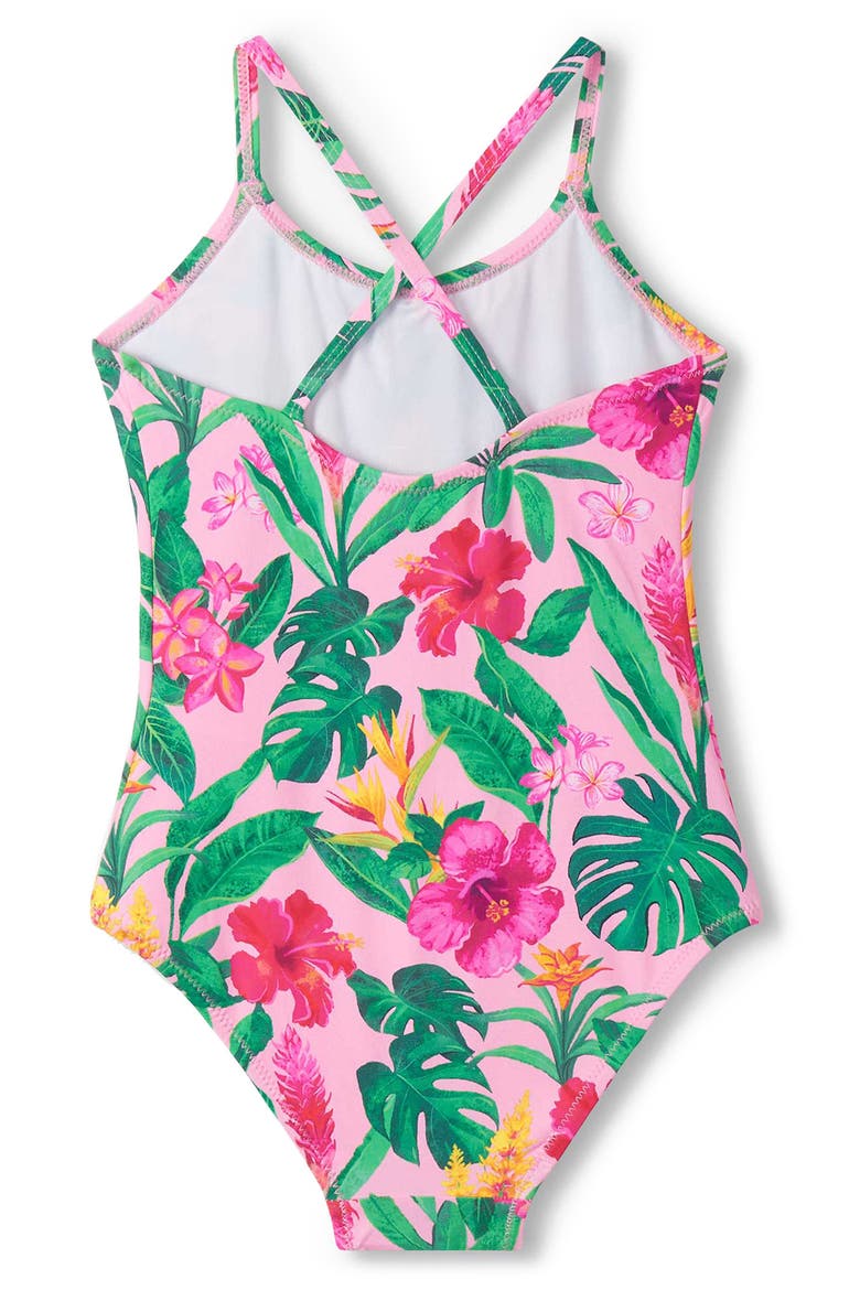 Kids' Tropical Floral One-Piece Swimsuit, Alternate, color, PINK