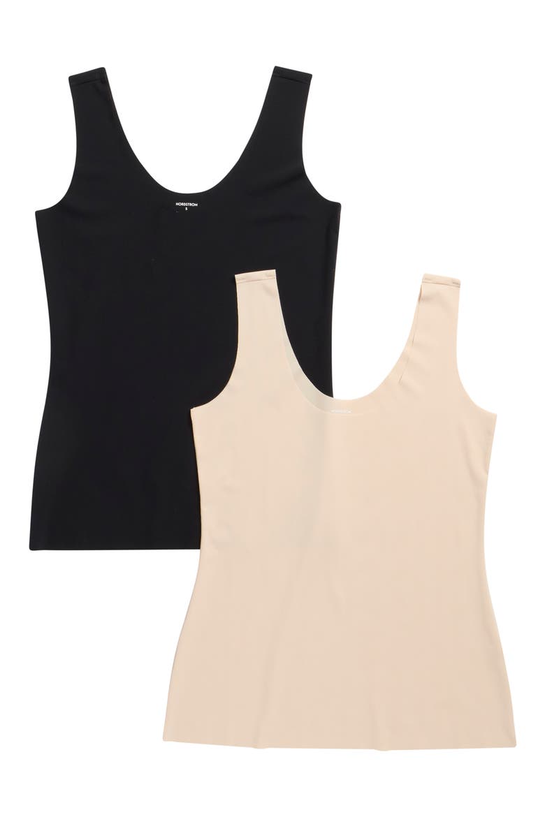 Pack of 2 Invisible Edge Tanks, Main, color, BLACK- BEIGE SMOKE