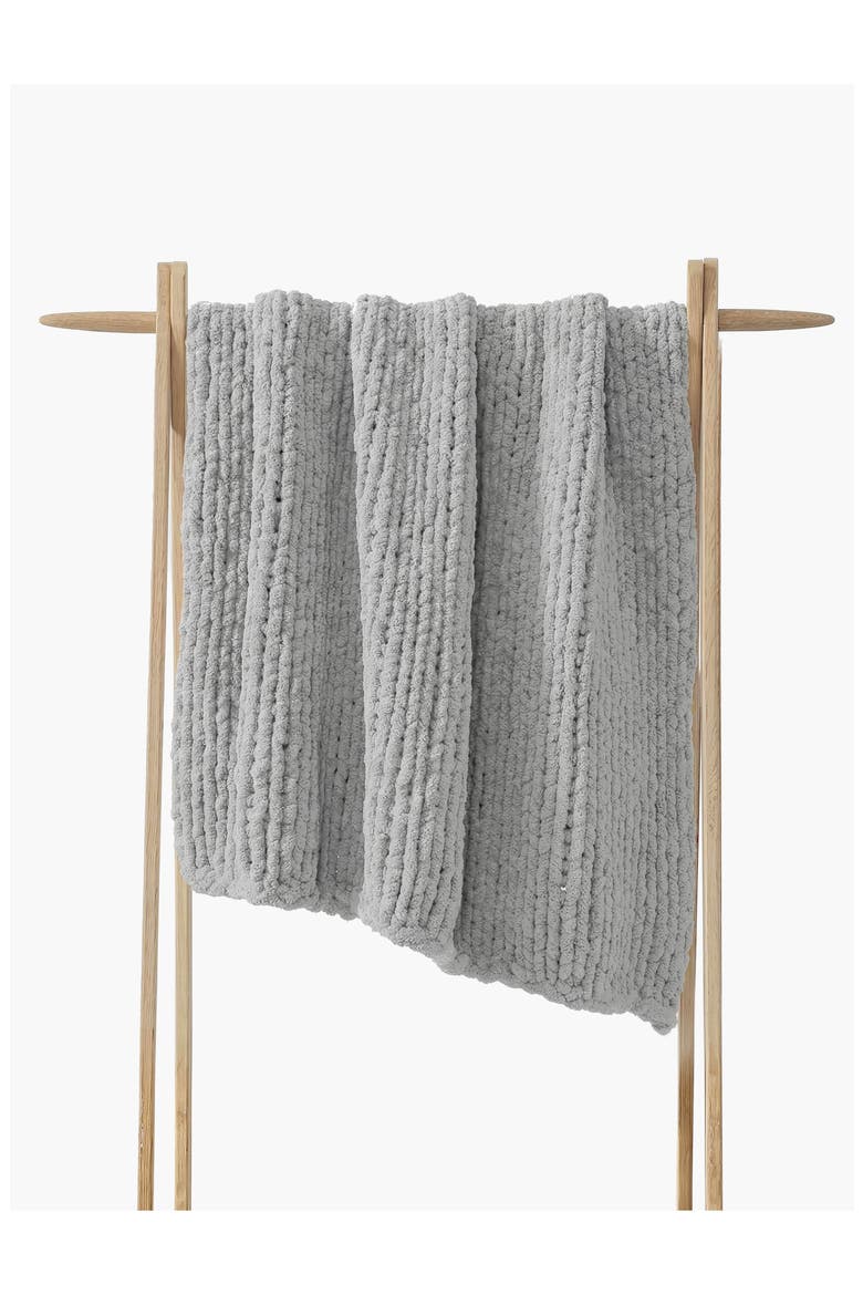 Snug Loose Knit Throw Blanket, Alternate, color, CLOUD GREY