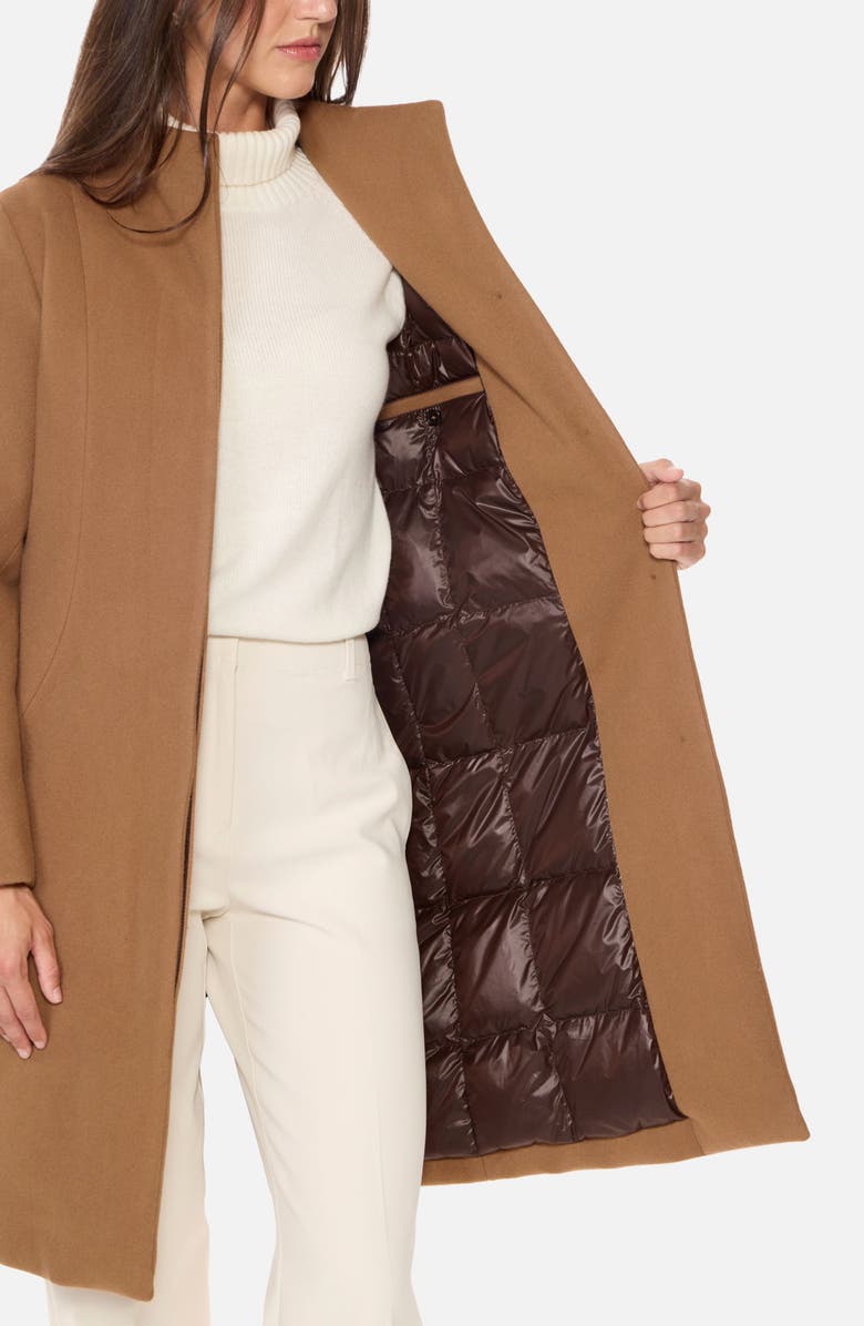 Norwegian Wool Stand Collar City Virgin Wool Blend 756 Fill Power Down Waterproof Coat, Alternate, color, Camel